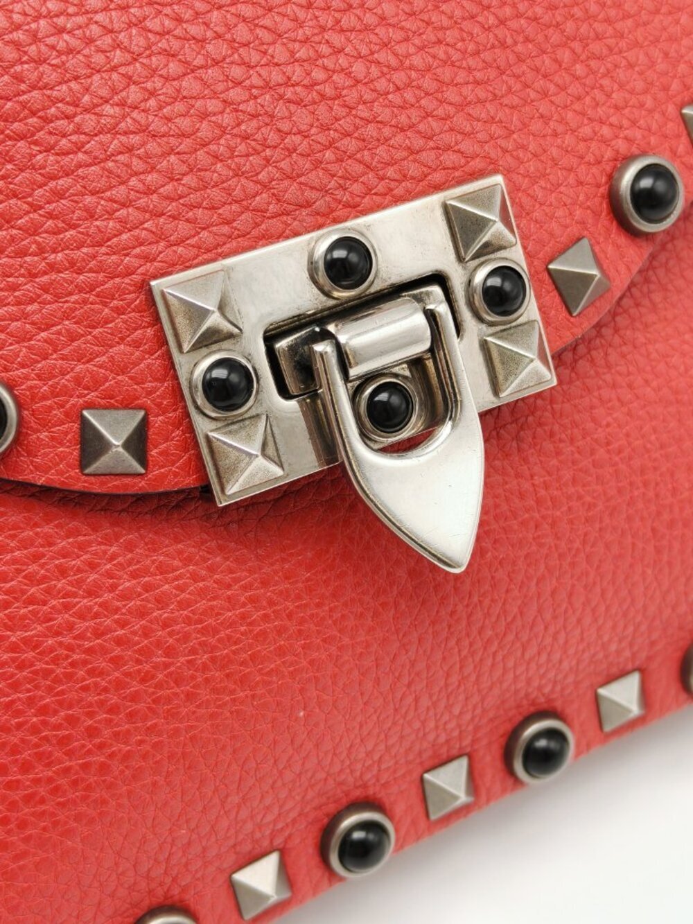 Valentino Garavani Rockstud Red Leather Crossbody Bag Studded Mini Shoulder Bag - Picture 3 of 13